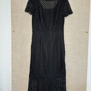 Kay Unger Black Midi Lace Dress